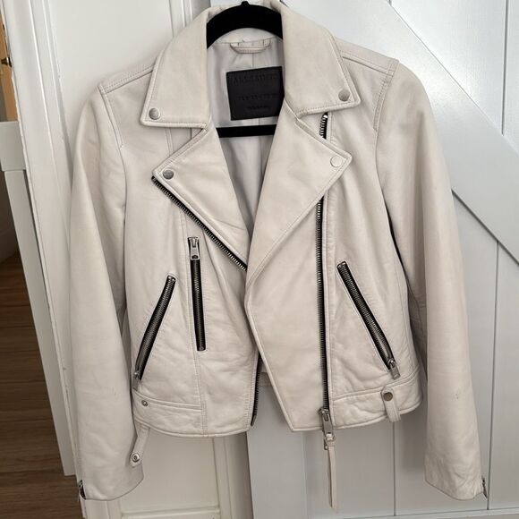 Allsaints Neko Leather Biker Jacket White size 4 - Picture 10 of 12
